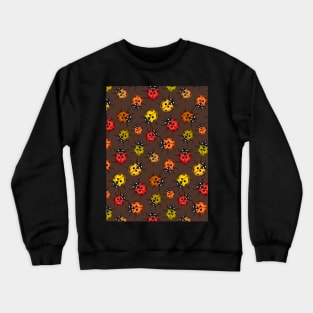 Colorful ladybugs on brown Crewneck Sweatshirt